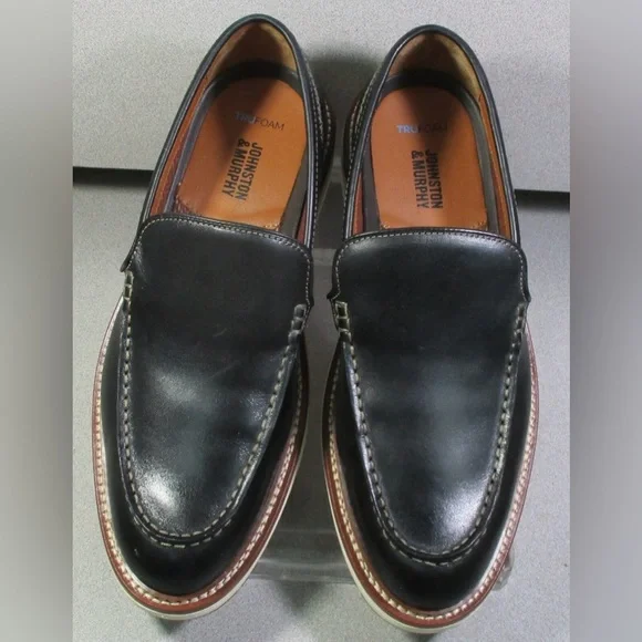 Johnston & Murphy Upton Venetian Black Leather Slip on Loafers Men’s Size 10M